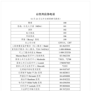 中国驻以色列使馆提醒在以中国公民熟悉以色列应急电话号码 ...